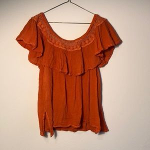 Burnt Orange Mexican Blouse